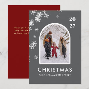 Familienfoto mit Weihnachts-Schneeflocken-Bogenmus Feiertagskarte