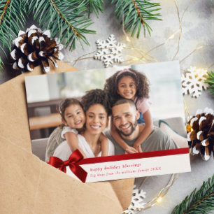 FAMILIENFOTO modern süß eingewickelt mit roter Sch Feiertagskarte