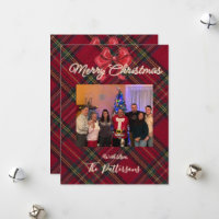 Familienfoto-Plaid-Weihnachtsgruß-Feiertagskarte