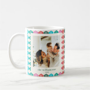 Familienfoto Retro Atom-Schneeflocke Weihnachten Kaffeetasse