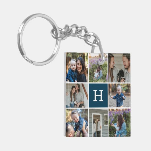 Familienfoto und Monogramm Schlüsselanhänger (Vorderseite links)