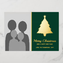 Familienfoto-Vorlage mit Weihnachtsbaum auf grün