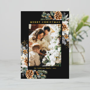 Familienfoto Wasserfarbe Botanische Florale Weihna Folien Feiertagskarte