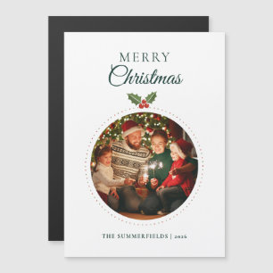 Familienfoto Wasserfarbe Botanischer Weihnachten Magnetkarte