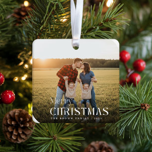 Familienfoto-Weihnachtsbaumanhänger mit abgerundet Keramikornament