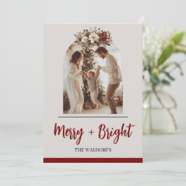 Familienfoto-Weihnachtskarte | Frohe + strahlende  Feiertagskarte