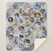 FamilienfotoCollage Easy Blue Quilt Look 35 Bilder Sherpadecke (Vorderseite)