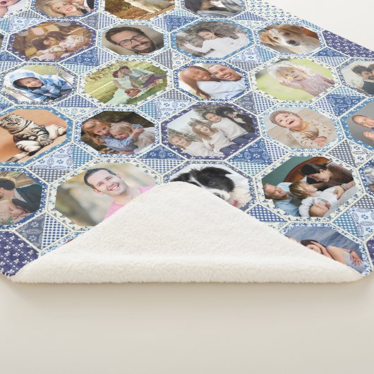 FamilienfotoCollage Easy Blue Quilt Look 35 Bilder Sherpadecke (3/4)