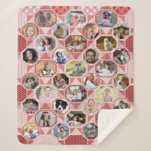 FamilienfotoCollage Easy Red Quilt Look 35 Bilder Sherpadecke