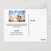 Familienfotograf Benutzerdefiniertes Logo Foto Pos Postkarte (Rückseite)
