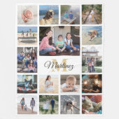 Familienfotografie Collage Gold Schwarz-weiß Mit M Fleecedecke (Vorderseite)