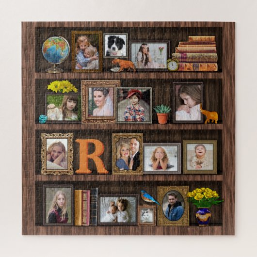 Familienfotomaterial Collage Antikes Bookcase Cool Puzzle (Vertikal)