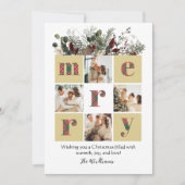 Familienfotomaterial, modern, blumenreich, Weihnac Feiertagskarte (Vorderseite)