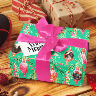 Familienfotos Kitschiger Weihnachtsschmuck Geschenkpapier