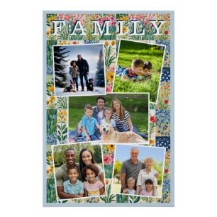 Familienfotos Patchwork Blumen Galerie Vorlage Poster