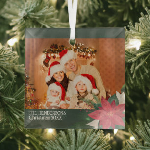 Familienfotos Weihnachtsbaumschmuck Weihnachtsster Ornament Aus Glas