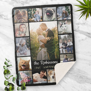 Familienfotosammlung 15 Bilder + Name Schwarz Easy Sherpadecke