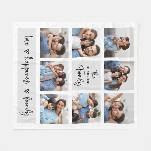 Familienfotosammlung| Chic Modern Script Fleecedecke (Vorderseite (Horizontal))