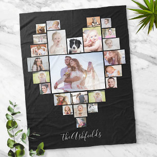 Familienfotosammlung Herz 25 Bilder Name Schwarz Fleecedecke