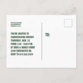 Familienfreunde essen Fußball und grüner Erntedank Einladungspostkarte (Rückseite)