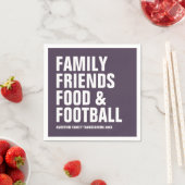 Familienfreunde Essen und Fußball lila Erntedank Serviette (Beispiel)