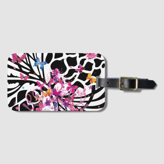 Familienfreundliche niedliche Schmetterlinge in Sc Gepäckanhänger (Vorderseite (Horizontal))