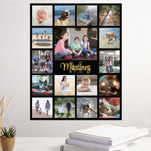 Familienfreundliches Foto Collage Elegantes Schwar Foliendrucke