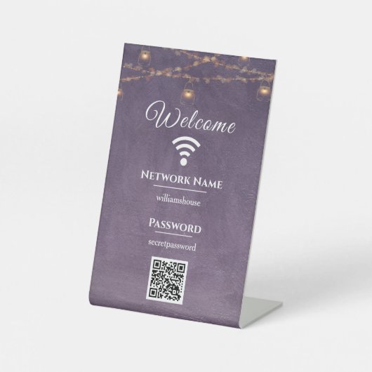 Familiengast Elegantes WIFI-Kennwort für Unternehm Sockelschild (Vorderseite)