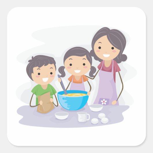 Familiengebäck Quadratischer Aufkleber (Vorderseite)