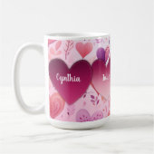 Familiengepatchte Herzen auf Muster mit Namen Kaffeetasse (Links)