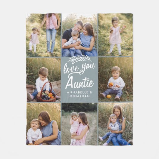 Familiengeschenk 8 Foto Enkelkind Fleecedecke (Vorderseite)