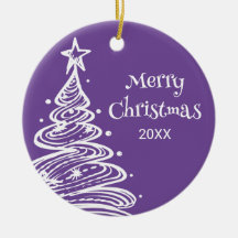 Familiengeschenk Foto Lila Weißer Weihnachtsbaum