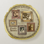 Familiengeschichte Antiquitätenrahmen Gold Collage Rundes Kissen (Vorderseite)
