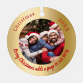 Familiengeschichten aus Gold und Rot Foto Weihnach Ornament Aus Metall (Rückseite)