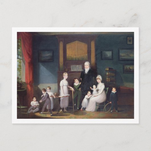 Familiengruppe im Inneren, c.1800 Postkarte (Vorderseite)