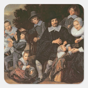 Familiengruppe in einer Landschaft, c.1647-50 Quadratischer Aufkleber