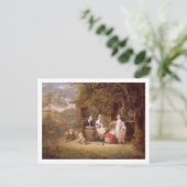 Familiengruppe vor einer Hütte (Öldose Postkarte (Stehend Vorderseite)