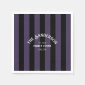 Familienhaube Crew Schwarzer Lila Streifen Hallowe Serviette (Vorderseite)