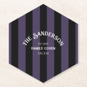 Familienhaube Crew Schwarzer Lila Streifen Hallowe Untersetzer (Vorderseite)