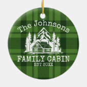 Familienhaus Green Kariert Themed Name Personalisi Keramik Ornament (Hinten)