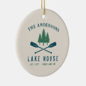 Familienhaus Modernes Rustikales Boat Oar Pine Tre Keramik Ornament (Rechts)