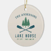 Familienhaus Modernes Rustikales Boat Oar Pine Tre Keramik Ornament (Links)