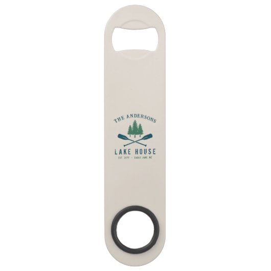 Familienhaus Modernes Rustikales Boat Oar Pine Tre Speed Flaschenöffner (Vorderseite)