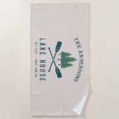 Familienhaus Modernes Rustikales Boat Oar Pine Tre Strandtuch (Vorderseite)