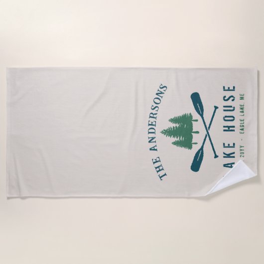 Familienhaus Modernes Rustikales Boat Oar Pine Tre Strandtuch (Vorderseite)