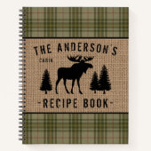 Familienhaus Moose Tree Kariert Burlap Rezept Notizblock (Vorderseite)