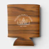 Familienhaus Name Brown Holz Texture Dosenkühler (Rückseite)