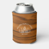 Familienhaus Name Brown Holz Texture Dosenkühler (Kanne Rückseite)