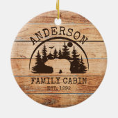 Familienhaus Name Personalisiert rustikale Holzart Keramik Ornament (Hinten)