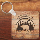 Familienhaus Name Personalisiert rustikale Holzart Schlüsselanhänger (Vorderseite)